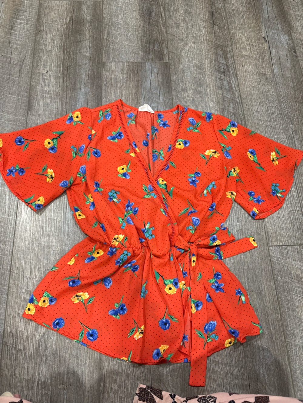 Sienna Sky Orange Floral Wrap Blouse